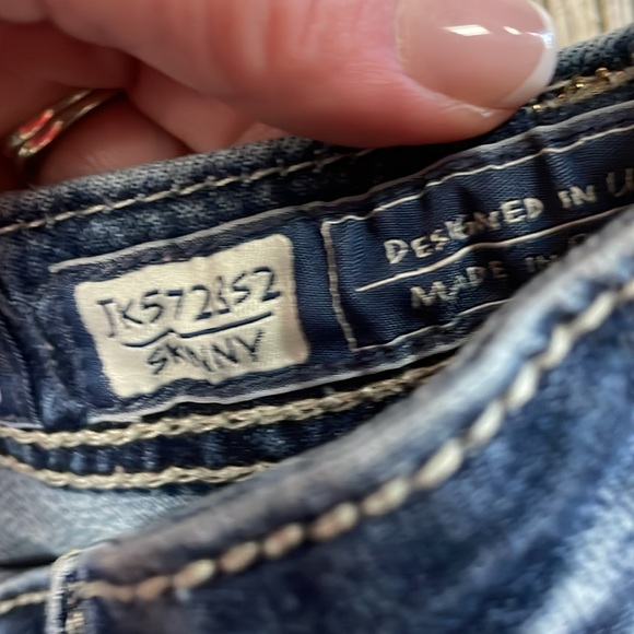 MISS ME BLING RHINESTONES SILVER STUDDED EASY BOOT DENIM JEAN - Picture 5 of 8